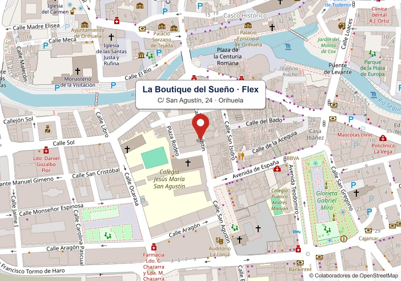 Plano de situación de La Boutique del Sueño Flex en la calle San Agustín, 24, de Orihuela